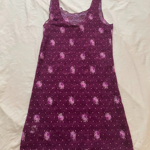 Free People | Intimately Purple Floral Lace Slip Dress | Size M | Used - Picture 2 of 3